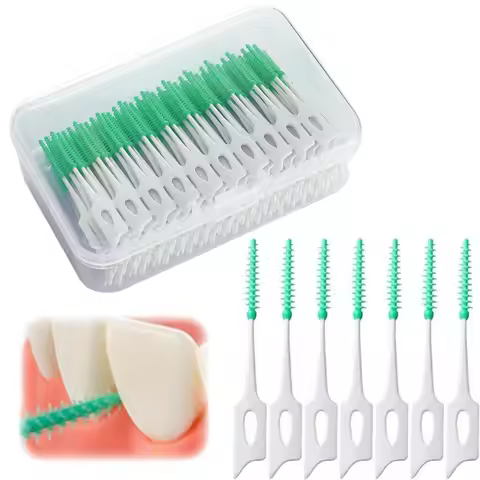 200 Pcs/Box Silicone Interdental Brushes Super Soft Dental Cleaning Brush Teeth Cleaner Dental Floss