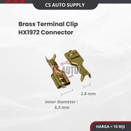 10pcs x Terminal Clip HX1972 Brass Wire Clip 6.3mm Universal Gold Brass Car Female Terminal Wire Con