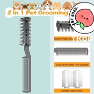 YRBWDYZDH Dogs Razor Comb, Cleaning Brush Safe Pet Razor Comb, Universal Durable Dog Grooming Comb