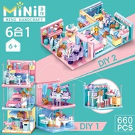 < Assembled Building Blocks E4F] Mini Home Life Series Small Particles Educational Block Toys