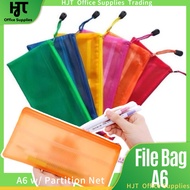 Zipper File Bag A6 w/ Partition Net Document Pouch PVC Transparent Waterproof Pencil Case