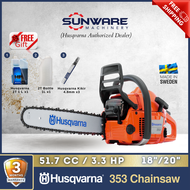 HUSQVARNA 353 Chainsaw 18 / 20 Inch with Guide Bar Papan &amp; Saw Chain Rantai (51.7cc)