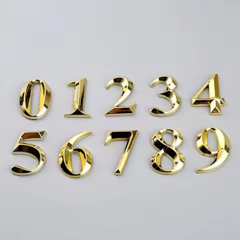 1 Pc Creative Gold Door Number Numbers Stickers Hotel Hotel Room Number Plate Address Door Label Hom