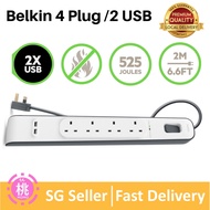 Belkin Surge Protection Extension Lead Strip with 2 x 2.4 A Shared USB Charging Port, Surge Protecto