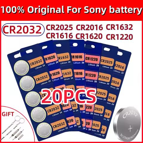 20Pcs 100% For SONY CR2032 battery CR2025 CR2016 CR2032 CR2025 CR2016 CR1616 CR1632 CR1220 3V Lithiu
