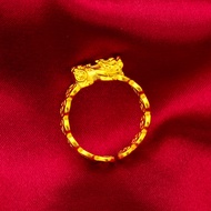 แหวนทอง 0.6 กรัม ทอง 96.5%  มีใบรับปเปิดเหรียญ Pixiu แหวนผู้หญิงไม่ลอก ไม่ดำ