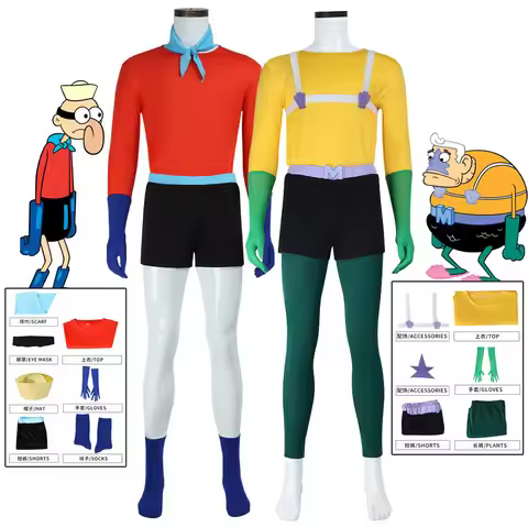 Mermaid Man Barnacle Boy Cosplay Costume Outfit Set Anime Sponge Superhero Adult Funny costumes For