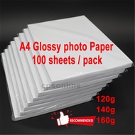 A4 Glossy photo paper (100Sheets/Pack) (120g / 140g / 160g )