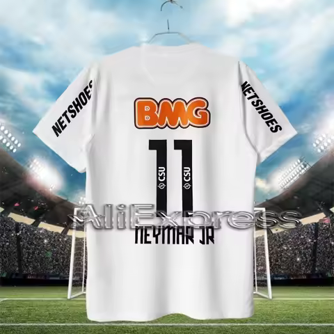 Santosi Printed Football T-shirt, Retro Neymar Football T-shirt for Men and Women, Fashionable T-shi