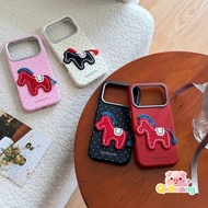 Embroidered Horse Cases For Xiaomi Poco C71 C65 C61 C55 C51 C50 X6 X5 X3 Pro Redmi K80 K70 K70E K60 