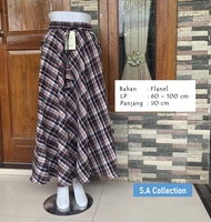 ROK PAYUNG KOTAK FLANEL/ ROK PAYUNG/ ROK MOTIF/ ROK LEBAR/ FASHION WANITA/ ROK UMBRELLA/ MAXI SKIRT