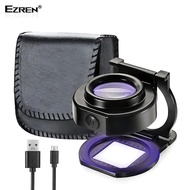 Ready- Ezren Ez-0351 25X Magnifying Glass With 6 Light Usb Foldable Portable