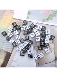48入組塑膠骰子計數器,忠誠度計數器,d6骰子適用於mtg Ccg卡牌遊戲配件,附贈收納袋(黑白色)