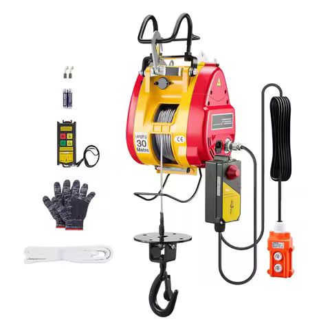 SucceBuy 2-in-1 Electric Hoist 1100 lbs 1800W Wired/Wireless Portable Power Winch 98 ft Lifting Heig