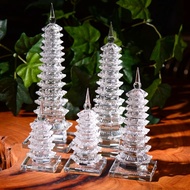 Crystal Craftsmanship Nine-Layer Thirteen-Layer Crystal Wenchang Pagoda Ornaments White Crystal Pago