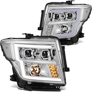 DNA MOTORING Pair of LED DRL Projector Headlights Compatible with 2016-2022 Nissan Titan/Titan XD, C