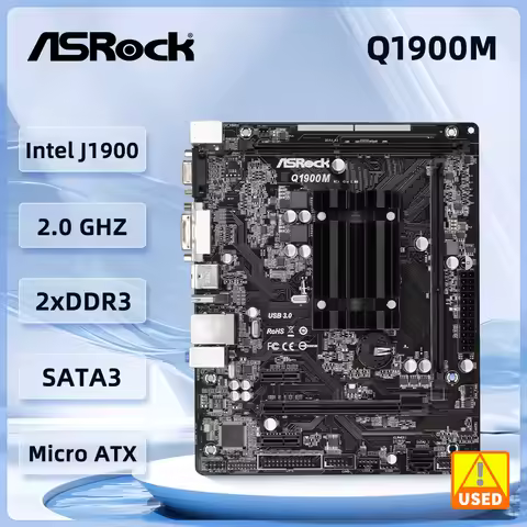 ASRock Q1900M Motherboard Intel Quad-Core Processor J1900 DDR3L 1333 16GB Long DIMM 2xSATA2 3.0 Gb/s