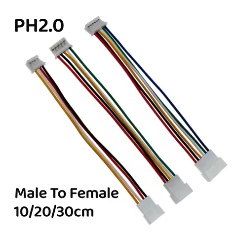 2pcs JST PH2.0 Extension Line 2/3/4/5/6Pin PH 2.0mm Male To Female Connector With Cable Length 10/20