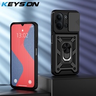 KEYSION Shockproof Case fo Redmi 15C 171mm Slide Camera Lens Protection Metal Ring Stand Phone Back 