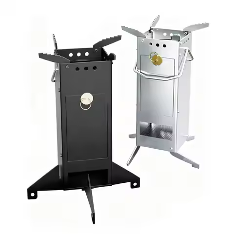 Portable Wood Burning Stove Outdoor Camping Picnic BBQ Cooking Rocket Stove with Handle Stainless St