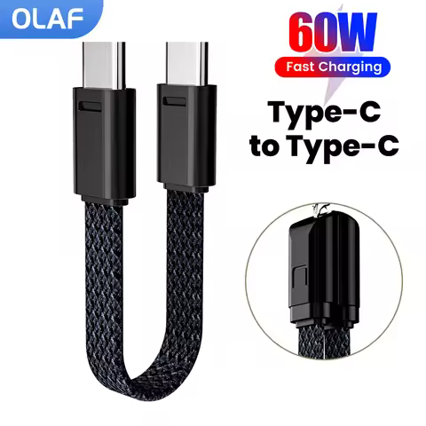 60W Short 16.5CM Type C to USB C Cable Fast Charging For Iphone 15 16 Xiaomi Samsung Huawei Power Ba