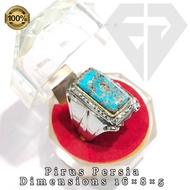 batu pirus persia asli natural ring stainless steel cincin batu akik