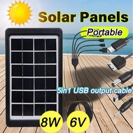 8W 6V Solar Panel Polycrystalline Silicon Portable Solar Panel Waterproof Multiple Charging Inputs M