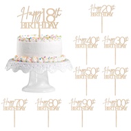 Rustic Happy Birthday Cake Topper in Wood with Age - Perfect for 18th, 20th, 30th, 40th, 50th, 60th,