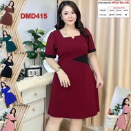 เดรส สาวอวบ ชุดทำงาน แฟชั่น ผ้าวูลเวฟ 2XL - 3XL เสื้อผ้าคนอ้วน เสื้อผ้าสาวอวบ DMD415