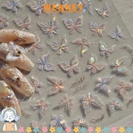 WENNEY Nail Art Transfer Sticker Paper, Self-adhesive 5D Butterfly Nail Sticker, Fashion Shell Light