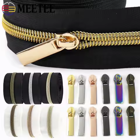 10M 3#5# Nylon Zippers Tape with Zip Pullers Garment Closure Zipper Roll By Meter Zips Head Repair K