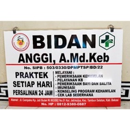 Papan Nama Akrilik 40X60 Plang Toko Dokter Plang Mesjid Mushola Praktek Bidan Sign Label 40*60 Akril