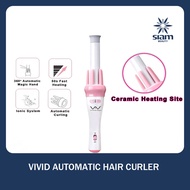 Vivid Vogue Automatic Hair Curler Rotating Electric Hair Curling Wand Pink  แกนม้วนผม แกน 30 mm เครื่องม้วนผม pink