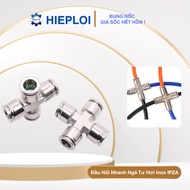 IPZA Stainless Steel Air Fork Quick Connector - 4-Way Pipe Pin Stainless Steel Air Line Connector, E