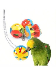 1 件彩色鈴鐺玩具球適用於鳥類、鸚鵡等,可懸掛,塑料空心球帶鈴鐺,娛樂,咬,救濟,適合鳥籠裝飾和玩具配件