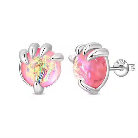 New 925 Sterling Silver Ruby Dragon Claw Women Earrings Brilliant Wedding Engagement Star Earrings J
