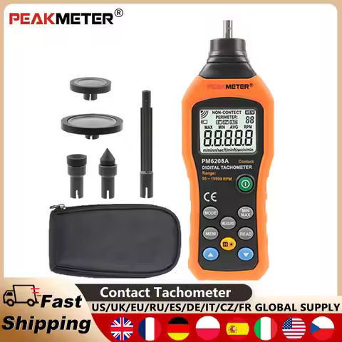 PEAKMETER PM6208A Contact Digital Tachometer High-precision Motor Speedometer Speed Meter Industrial