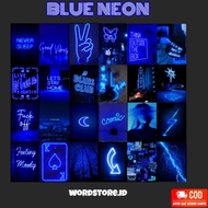 (Recommended) (16PCS) A5 Size Aesthetic Poster | Light Blue Poster | Neon Blue Poster | Room Decorat