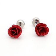 Elegant Blue Enchantress Red Rose Cufflinks Perfect Wedding Gift for Groom and Bride