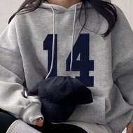 เสื้อฮู้ด พิมพ์ตัวเลข ไซส์ใหญ่, แขนยาว