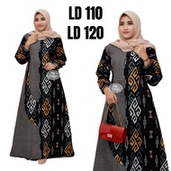 gamis batik kombinasi polos gamis batik wanita syari muslim - abu-abu xl