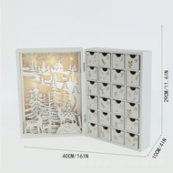 Christmas Countdown Calendar Desktop Decoration Wooden 24-Day Countdown Drawer Ornament Christmas Gi