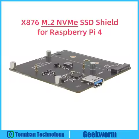 Geekworm X876 NVMe M.2 SATA SSD NAS Expansion Board for Raspberry Pi 4 | Support Key-M 2280 SSD (NOT