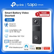TP-Link Tapo D205 Smart Doorbell Mini 2K/3MP Night Vision/Waterproof/Two-Way Audio/AI Detection