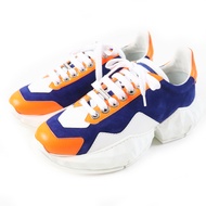 รองเท้าผ้าใบ JIMMY CHOO DIAMOND หนังลูกวัวกำมะหยี่สีน้ำเงินโคบอลต์และสีส้มสะท้อนแสง ไซส์ 36 สภาพใหม่