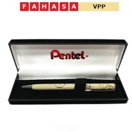 High Quality Screw Cap Metal Ballpoint Pen Brown Flower Blue Ink - Pentel B811N1