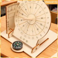 [BlesiyaedMY] Wooden Sundial Clock Model Educational Toy Ancient Timer DIY Assembly Learning