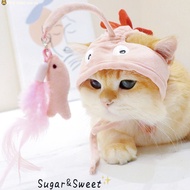 Pet hat cat hat cat toy self-creation toy cat toy hat cat fur stick funny dinosaur hat ️ITEM