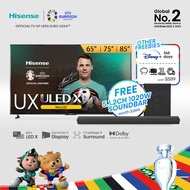 Hisense UX ULED X 4K Mini LED Smart TV 65 75 85 inch | Mini LED X | Hi View Engine X | 5000+ Zones | Dynamic X Display | CineStage X Surround | 82W Audio Power | 144Hz VRR | Dolby Vision IQ &amp; Atmos | HDR10+ Adaptive | Filmmaker Mode | IMAX Enhanced