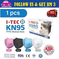 I-Tec KN95 Medical Mask From FFP 2 / BFE PFE 99% (Black/ White / Blue / Pink) 1pcs